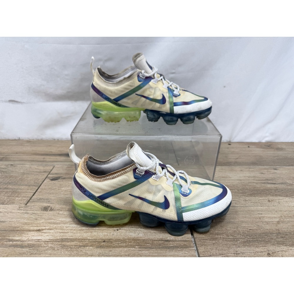 Nike Air VaporMax 2019 White Lime Iridescent Running Shoes CT9638-100 Womens 8.5